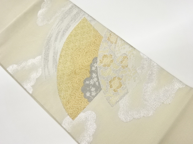 JAPANESE KIMONO / VINTAGE FUKURO OBI / WOVEN CLOUD & STREAM